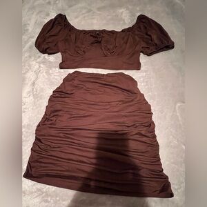 SHEIN Chocolate Brown Skirt Set